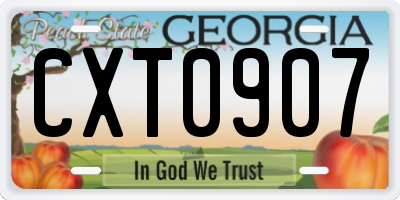 GA license plate CXT0907