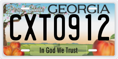 GA license plate CXT0912