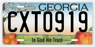 GA license plate CXT0919