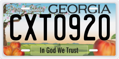 GA license plate CXT0920