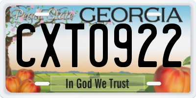GA license plate CXT0922