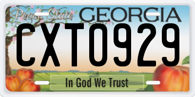 GA license plate CXT0929