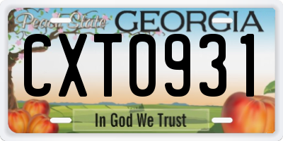 GA license plate CXT0931