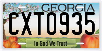 GA license plate CXT0935