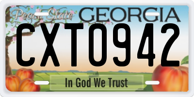 GA license plate CXT0942
