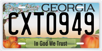 GA license plate CXT0949