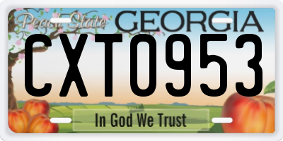 GA license plate CXT0953