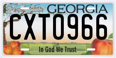 GA license plate CXT0966