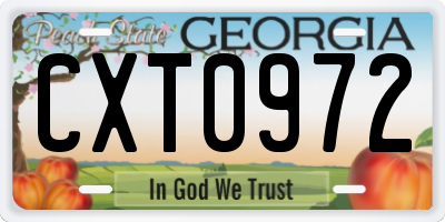 GA license plate CXT0972