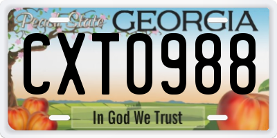 GA license plate CXT0988