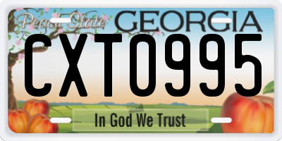GA license plate CXT0995