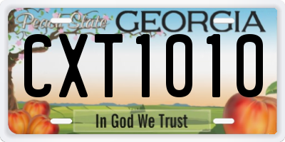 GA license plate CXT1010