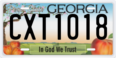 GA license plate CXT1018