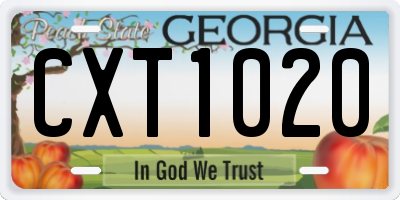 GA license plate CXT1020