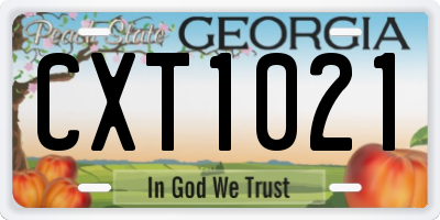 GA license plate CXT1021