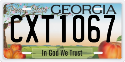 GA license plate CXT1067