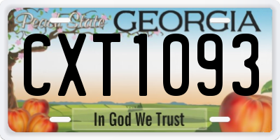 GA license plate CXT1093
