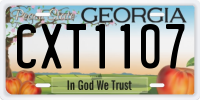 GA license plate CXT1107
