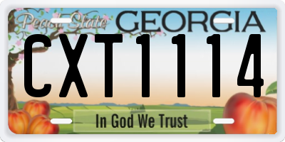 GA license plate CXT1114