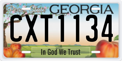 GA license plate CXT1134