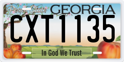 GA license plate CXT1135