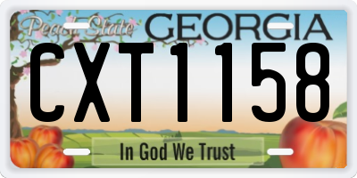 GA license plate CXT1158