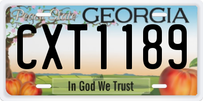 GA license plate CXT1189