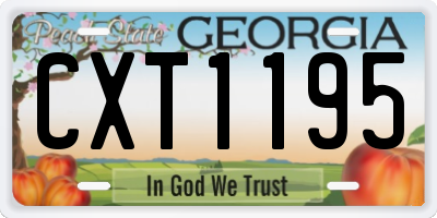 GA license plate CXT1195