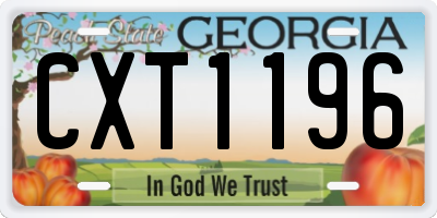 GA license plate CXT1196