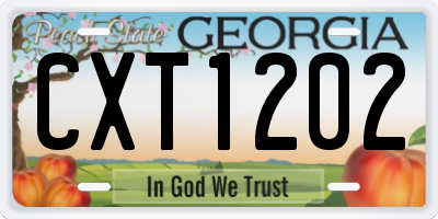 GA license plate CXT1202
