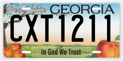 GA license plate CXT1211