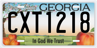 GA license plate CXT1218