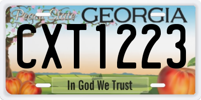 GA license plate CXT1223