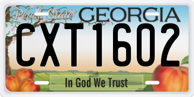 GA license plate CXT1602