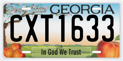 GA license plate CXT1633