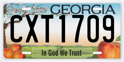 GA license plate CXT1709