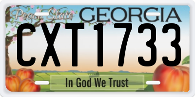 GA license plate CXT1733