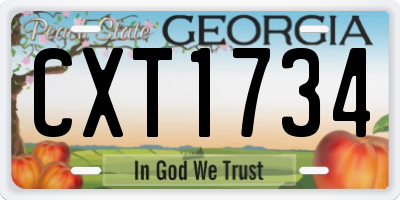 GA license plate CXT1734