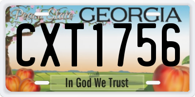 GA license plate CXT1756