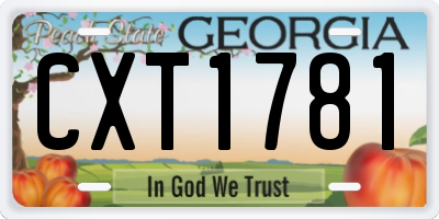 GA license plate CXT1781
