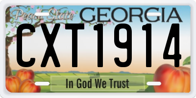 GA license plate CXT1914
