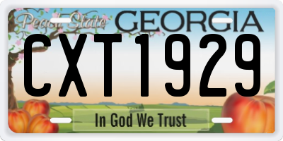 GA license plate CXT1929