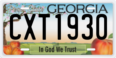 GA license plate CXT1930
