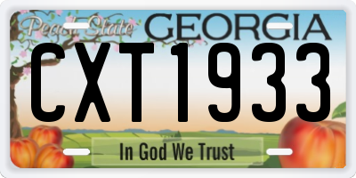 GA license plate CXT1933