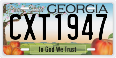 GA license plate CXT1947