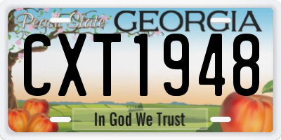 GA license plate CXT1948