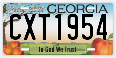 GA license plate CXT1954