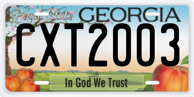 GA license plate CXT2003