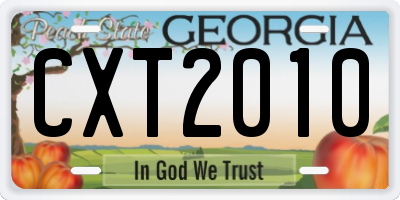 GA license plate CXT2010