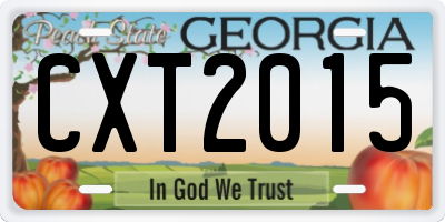 GA license plate CXT2015